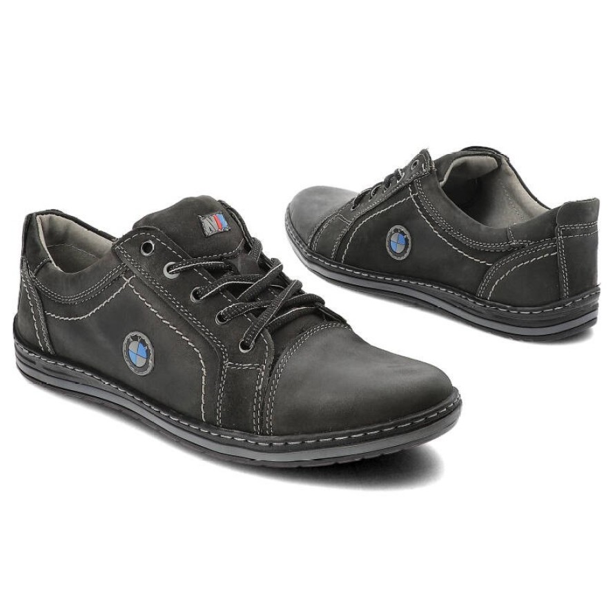 Półbuty męskie Avanti, sznurowany fason niska cholewka gładka powierzchnia z dekoracyjnymi przeszyciami elastyczna lekka podeszwa, czarne, 422-03