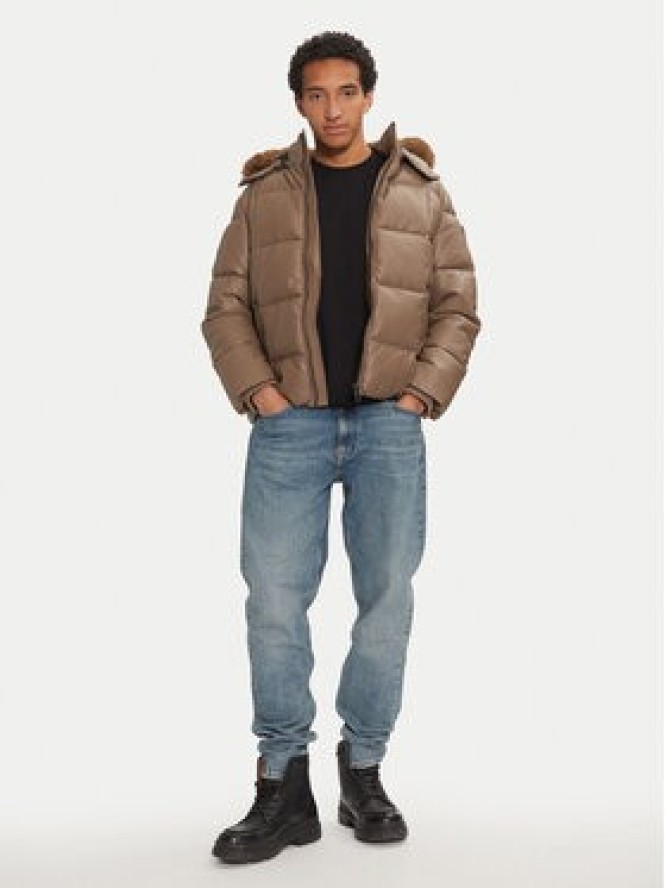 Guess Kurtka z imitacji skóry M4BL33 WGJB0 Brązowy Regular Fit