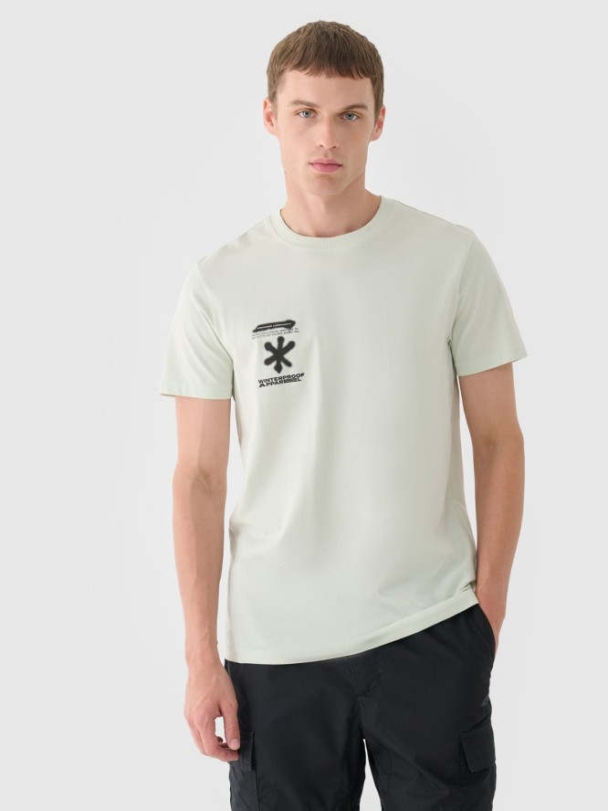4F T-shirt regular z nadrukiem męski - turkusowy S