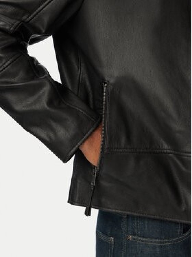 HUGO Kurtka skórzana Likos 50564039 Czarny Slim Fit