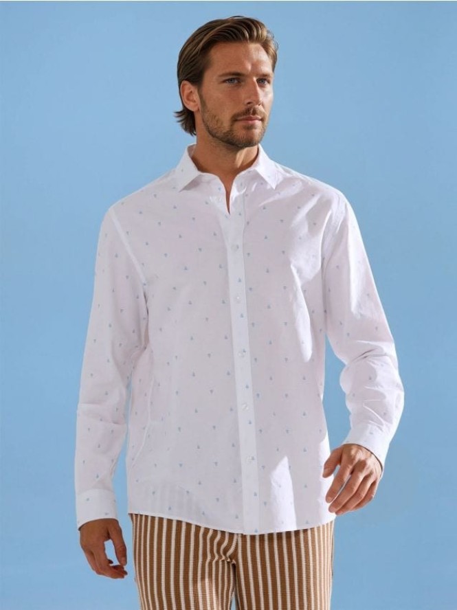 Koszula regular fit we wzory - biały