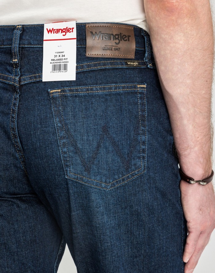 Męskie Spodnie Jeansowe Wrangler Relaxed Fit Blackened Indigo 112352957