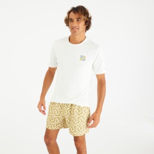 Koszulka UV surfingowa męska Decathlon Whiteflower UPF50+ krótki rękaw
