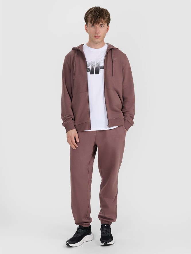 4F Bluza dresowa rozpinana z kapturem męska - brązowa S