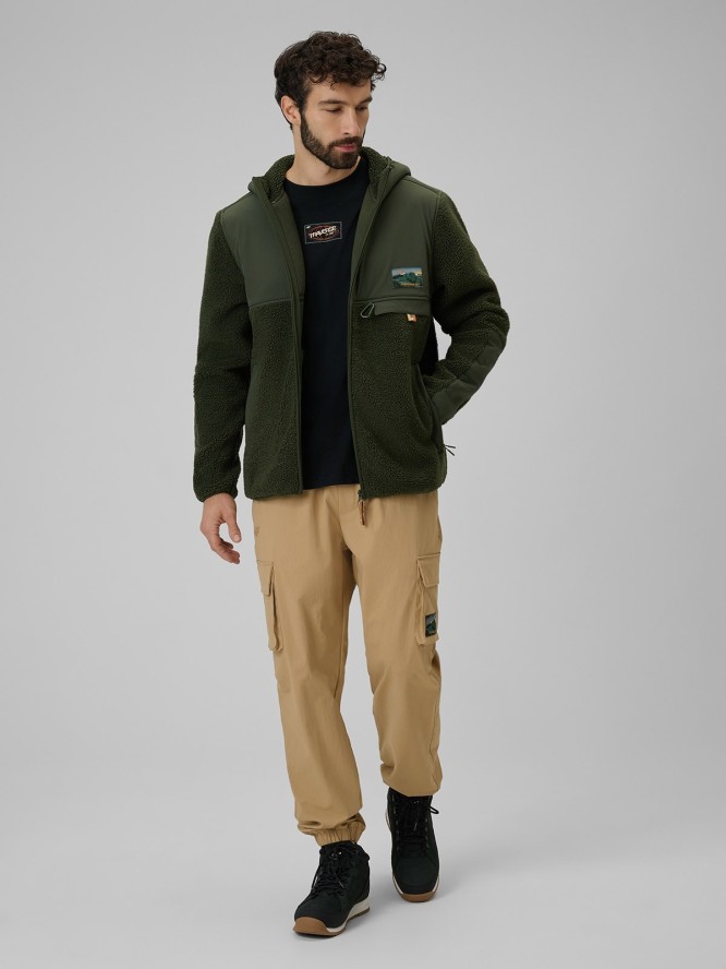 4F Polar sherpa regular z kapturem męski - khaki M