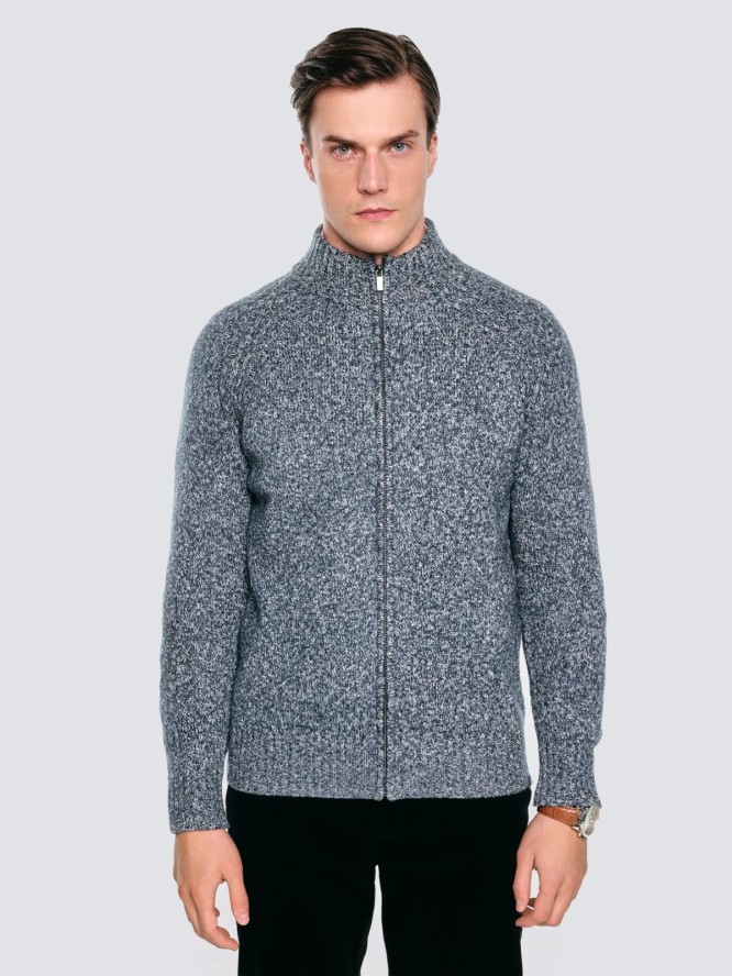 Sweter męski rozpinany melanżowy niebieski Dionis 402