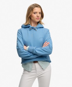 superdry Bluza z kapturem Essential Logo haftowana – krój relaxed – BLUEBELL