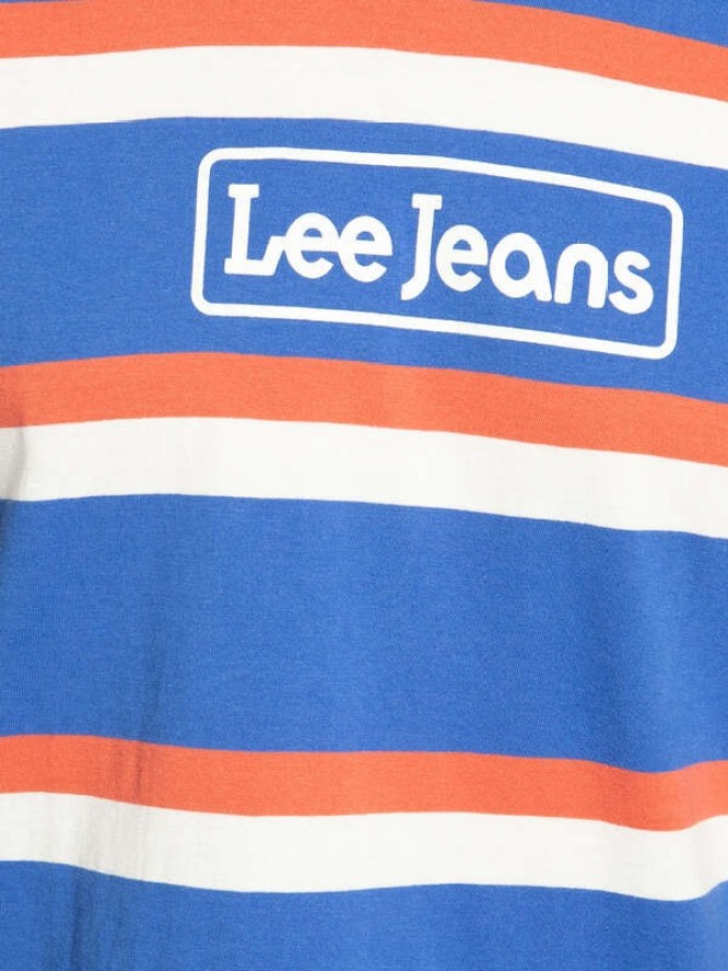 LEE SEASONAL STRIPE LOGO MĘSKI T-SHIRT RELAXED FIT SUMMER BLUE L61FBSNJ 112113836