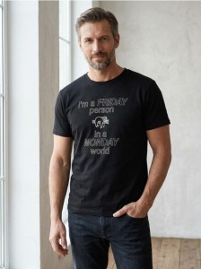 Bawełniana koszulka z napisem - czarny