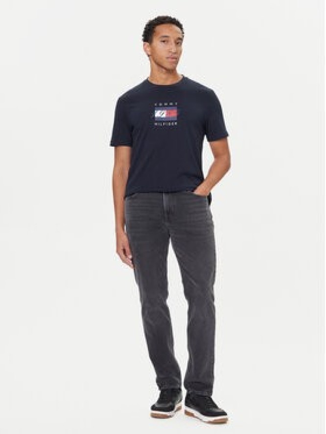 Tommy Hilfiger T-Shirt Linear Flag MW0MW41338 Granatowy Regular Fit