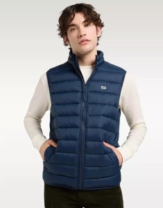 MESKA KURTKA LEE STAND COLLAR PUFFER VEST RIVET NAVY 112370536