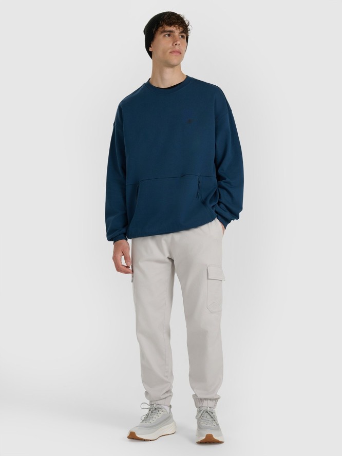 4F Bluza dresowa nierozpinana bez kaptura męska - granatowa M