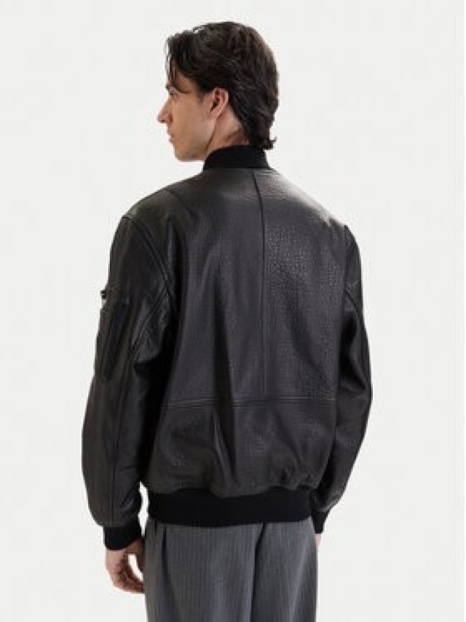 HUGO Kurtka skórzana Lude 50553111 Czarny Regular Fit