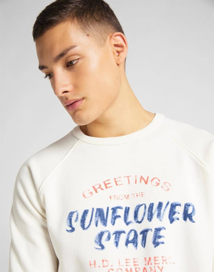 MĘSKA BLUZA LEE RAGLAN GRAPHIC SWS ECRU L83NSPNQ 112122411