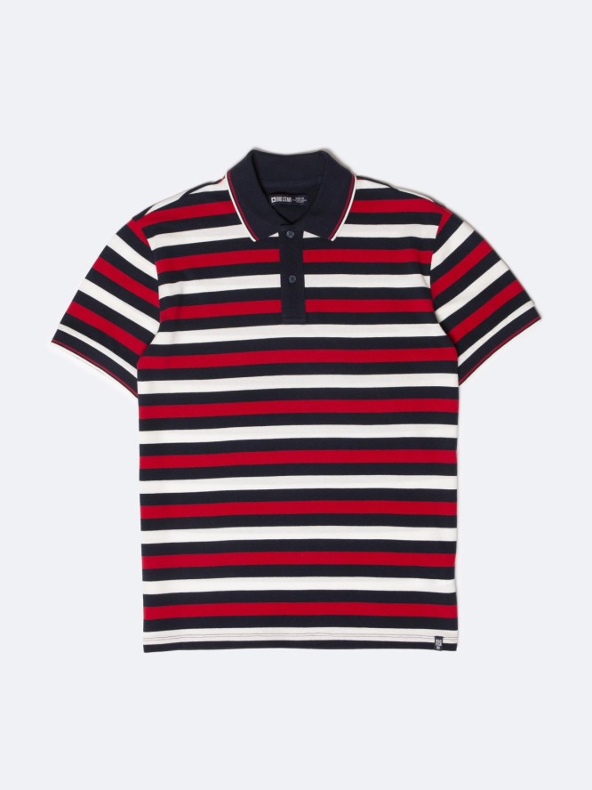 Koszulka męska polo w kolorowe paski Seulir 603