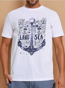 Koszulka z ozdobnym nadrukiem - biały