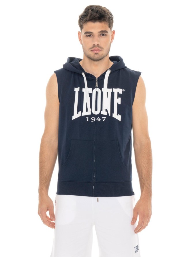 Leone Basic męska bluza z kapturem i bez rękawów zapinana na zamek