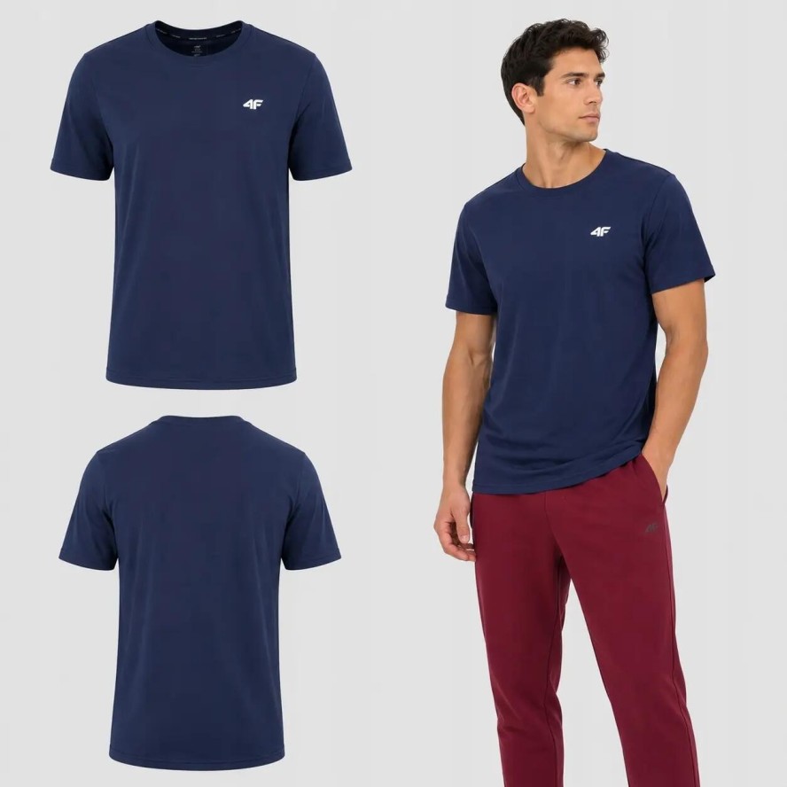 T-SHIRT MĘSKI 4F KOSZULKA BAWEŁNIANA SPORTOWA SLIM TTSHM3340 SS26