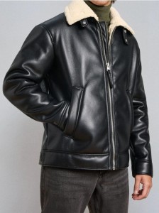 Kurtka biker z imitacji skóry - czarny