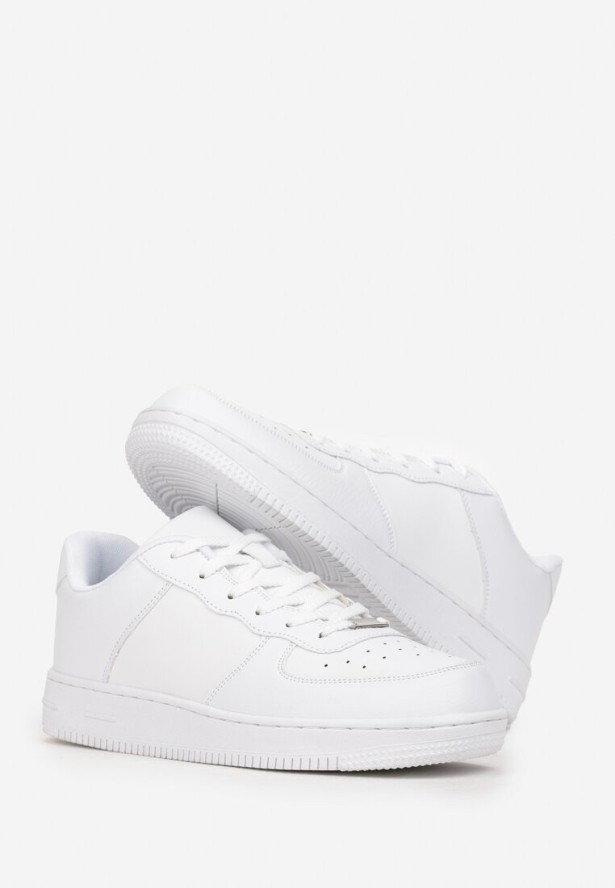 Białe Sznurowane Buty Sportowe z Cholewką przed Kostkę Anory