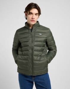 MESKA KURTKA LEE STAND COLLAR PUFFER OLIVE GRAY 112370432