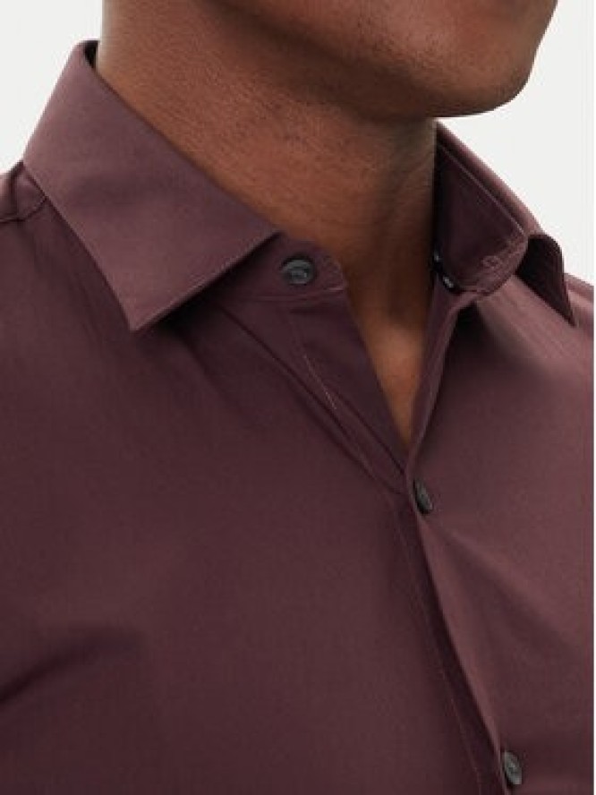 Calvin Klein Koszula Essentials LV019EU037 Bordowy Slim Fit