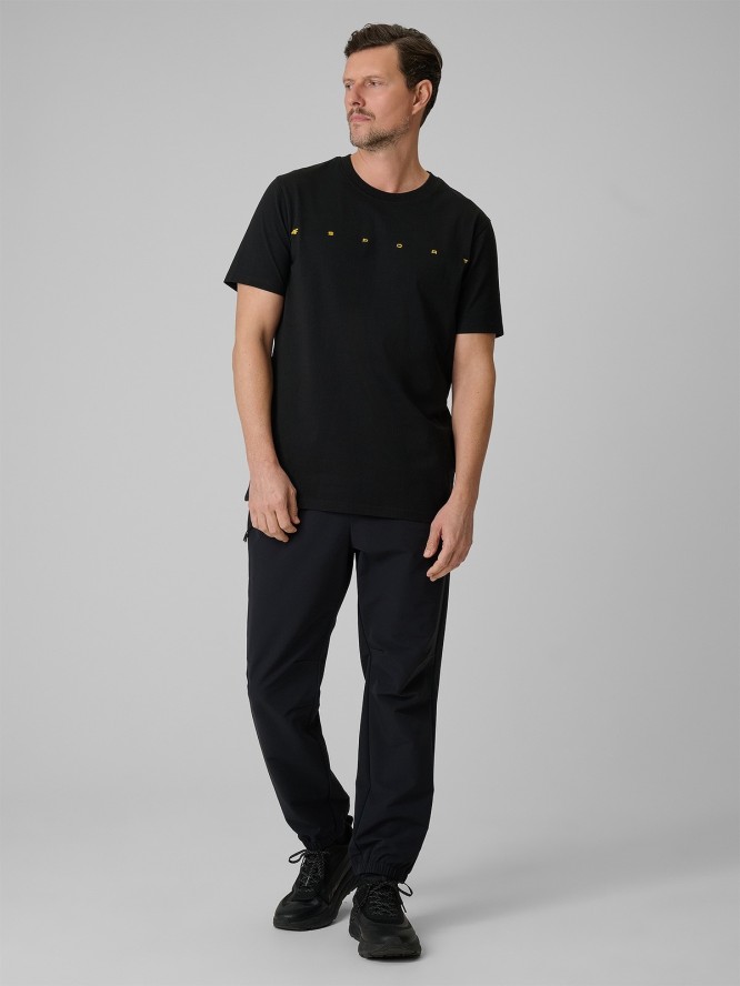 4F T-shirt regular z nadrukiem męski - czarny XXL