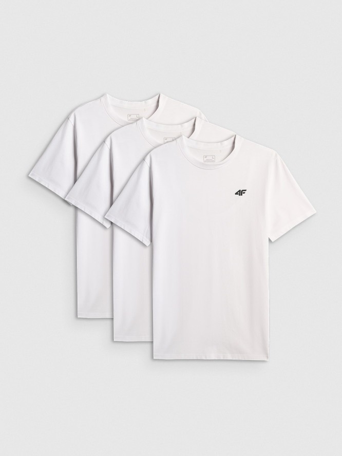 4F T-shirt regular gładki męski (3-pack) - biały XL