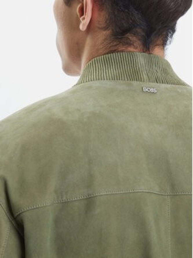 BOSS Kurtka skórzana H-Muller 50543213 Zielony Regular Fit