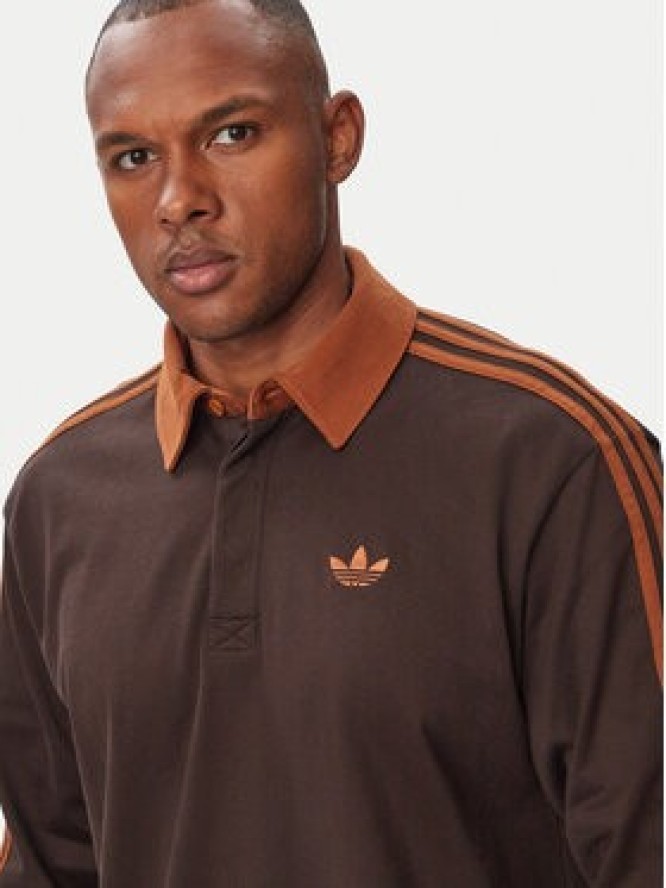 adidas Bluza 3-Stripes Rugby Longsleeve Polo KE4112 Brązowy Regular Fit
