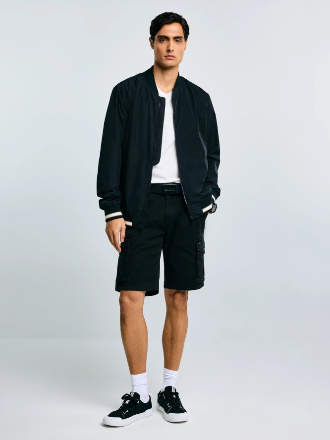 Szorty męskie z kieszeniami cargo czarne Morrise 906