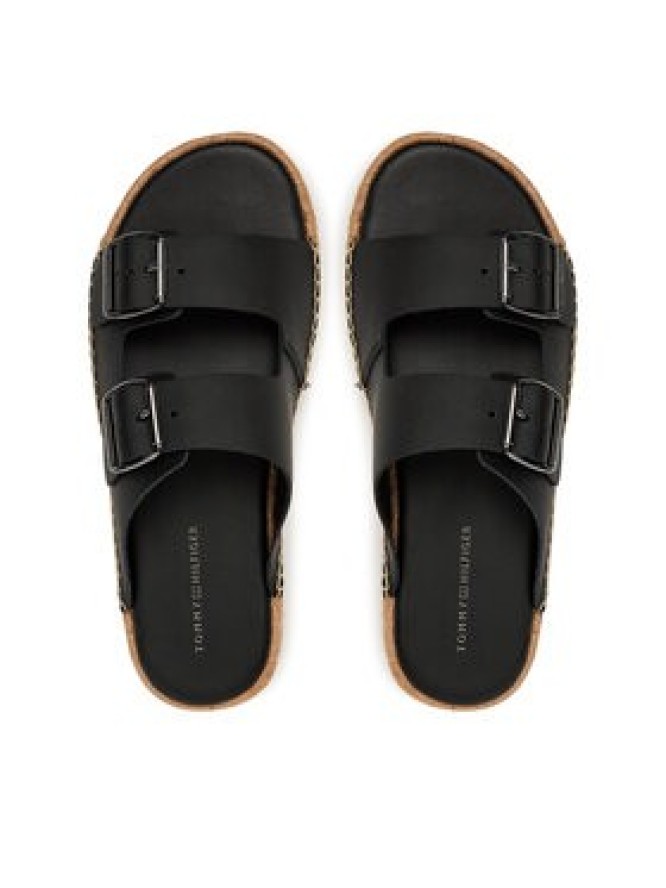 Tommy Hilfiger Espadryle Flex Jutte Hilfiger Lth Sandal FM0FM05646 Czarny