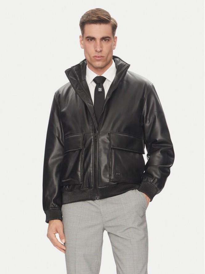 HUGO Kurtka z imitacji skóry Bono2511 50530772 Czarny Regular Fit