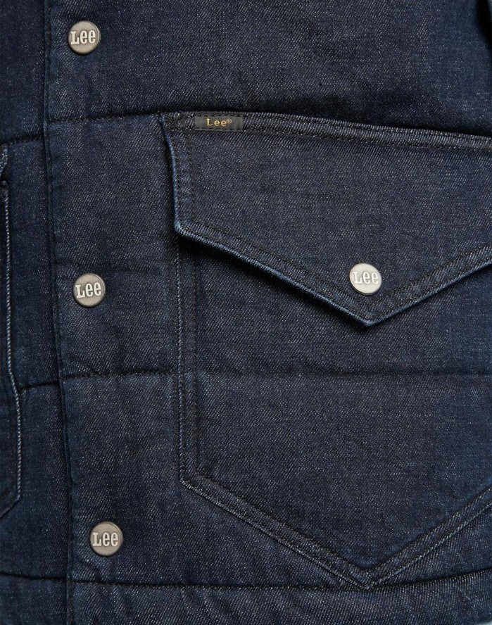 LEE PADDED VEST MĘSKA KAMIZELKA JEANSOWA PUCHOWA RINSE L89VPL36 112141030