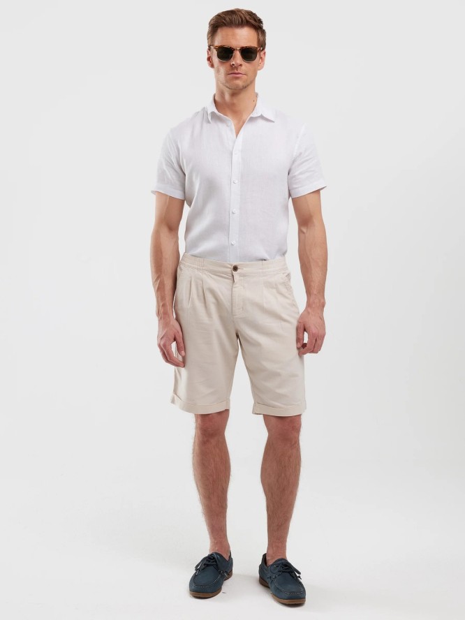 Lniana koszula męska z krótkim rękawem biała Liners 101