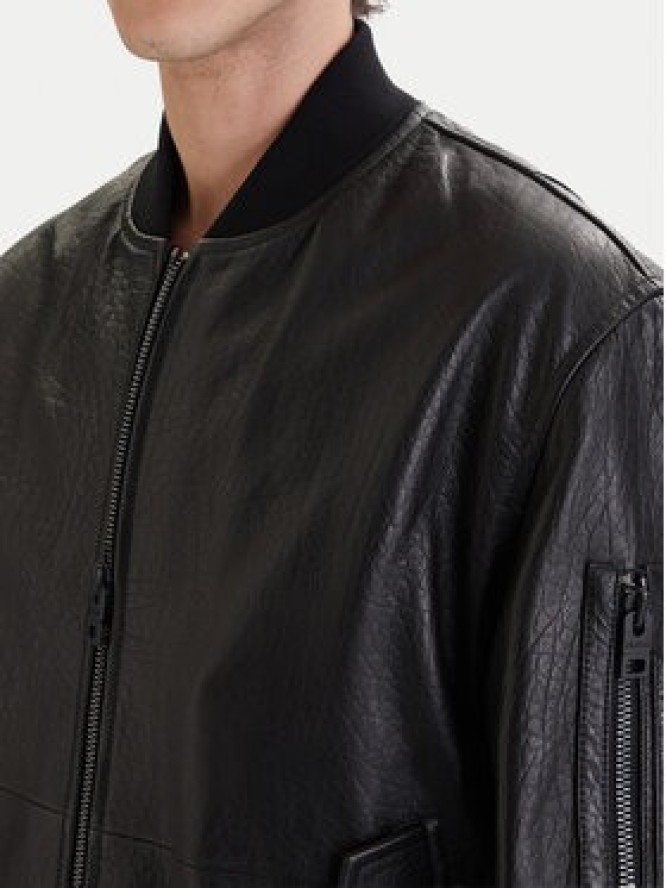 HUGO Kurtka skórzana Lude 50553111 Czarny Regular Fit