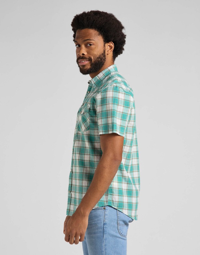 LEE SS WESTERN SHIRT MĘSKA KOSZULA TEAL WASH L66OOBUB 112145388