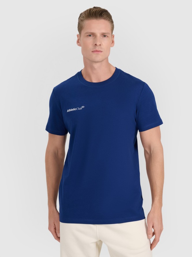 4F T-shirt regular z nadrukiem męski - granatowy XL