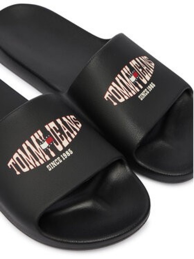 Tommy Jeans Klapki Wavy Flag Logo EM0EM01700 Czarny