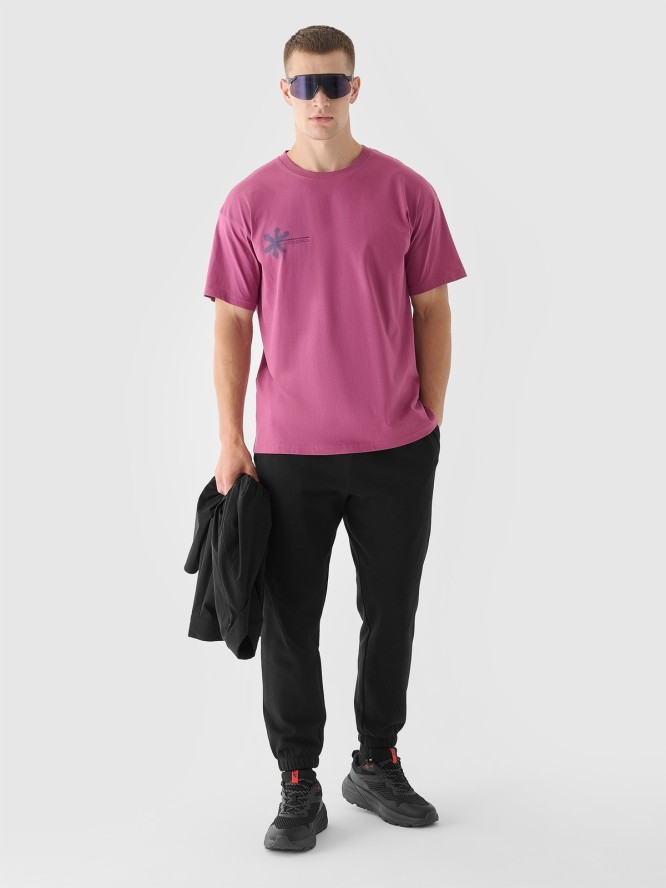 4F T-shirt oversize z nadrukiem męski - czerwony L