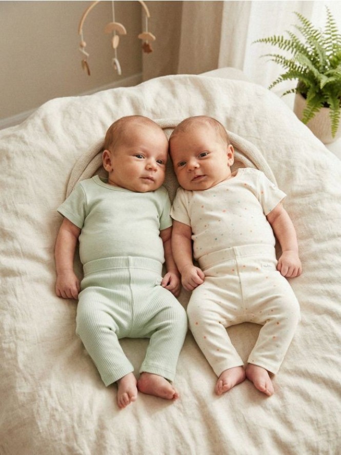 Bawełniane legginsy 2 pack - kremowy