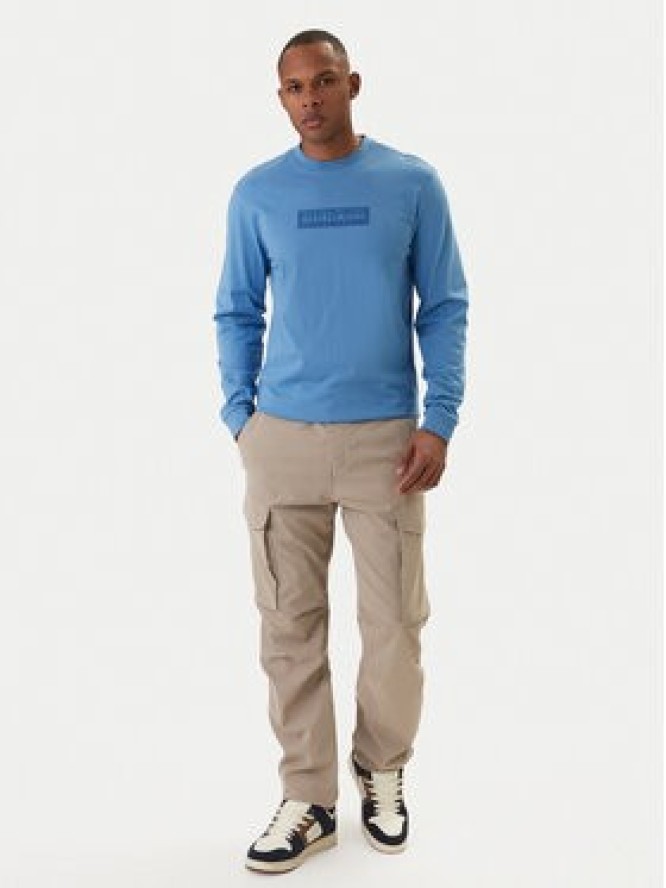 Napapijri Longsleeve S-Box Logo NP0A8BC5 Niebieski Regular Fit