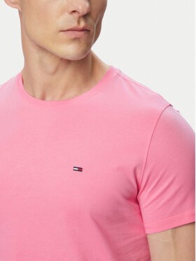 Tommy Jeans T-Shirt DM0DM04411 Różowy jasny Slim Fit