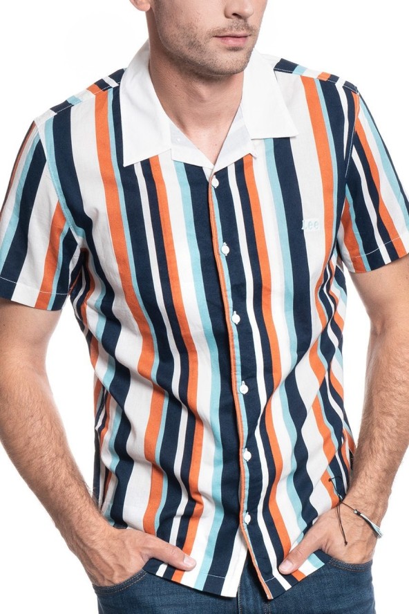 MĘSKA KOSZULA LEE SS BOWLING SHIRT REGULAR FIT DESERT ORANGE L68BTAOB 112117037