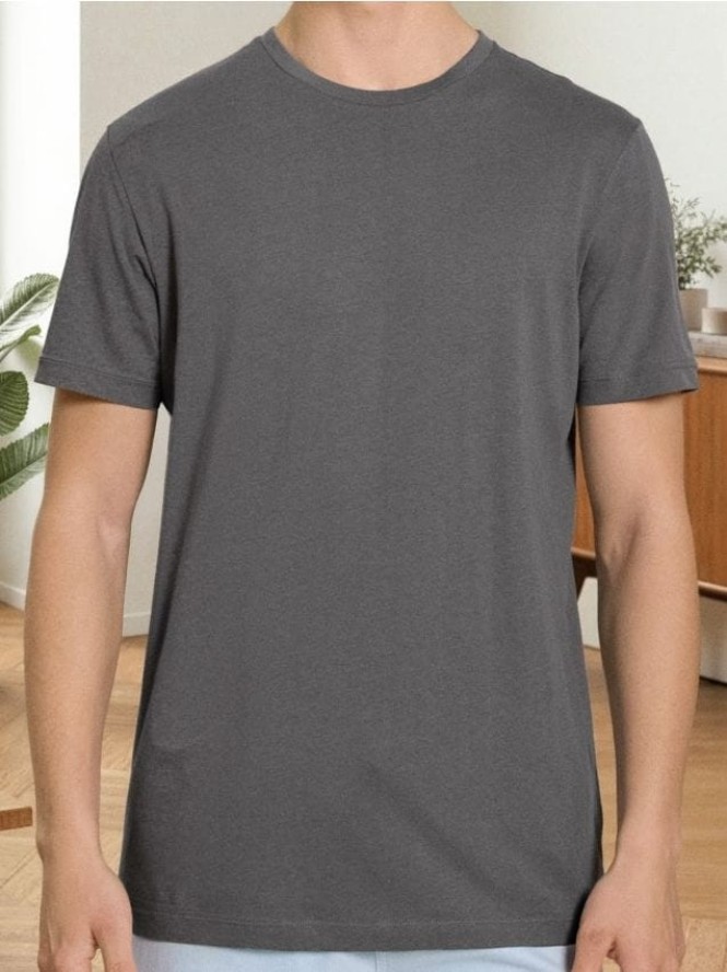 Bawełniana koszulka z krótkim rękawem - szary