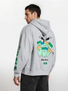 Bluza hoodie z nadrukiem Monopoly - szary