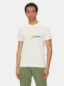 Tommy Jeans T-Shirt Signature Dna DM0DM20817 Biały Regular Fit
