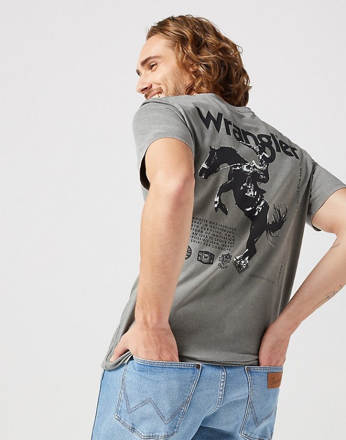 WRANGLER GRAPHIC TEE MĘSKA KOSZULKA T-SHIRT GUN METAL 112351232 W7CA018218