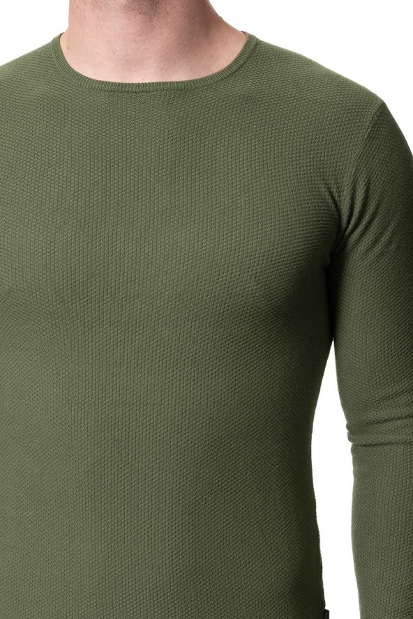 MĘSKI SWETER WRANGLER PIQUE CREW KNIT DEEP LICHEN GRN W8616PT1X 112132317