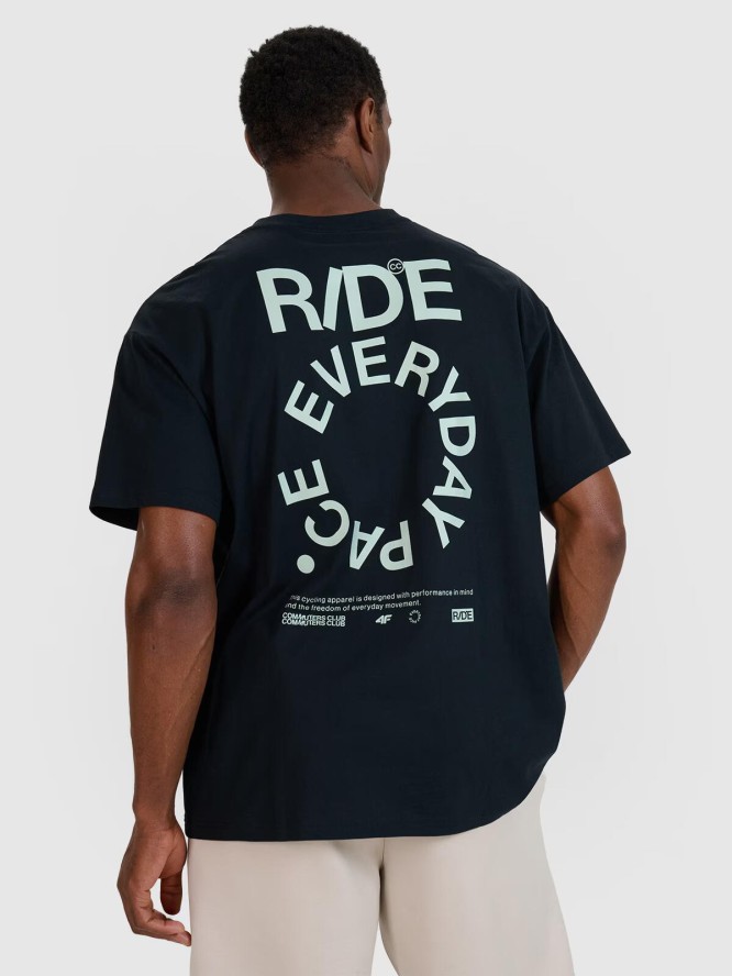 T-shirt oversize z nadrukiem męski 4F 4FWSS25TTSHM1979